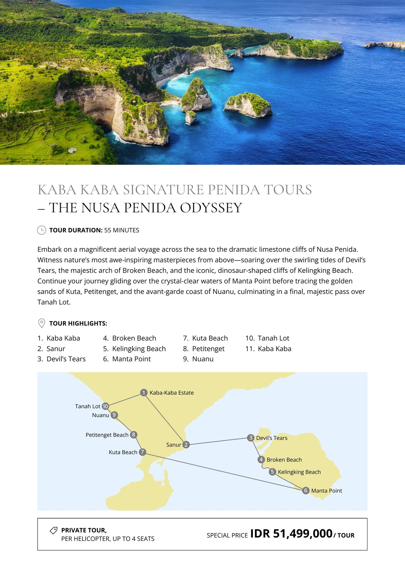 The Nusa Penida Odyssey — 55 minutes, private charter IDR 51,499,000